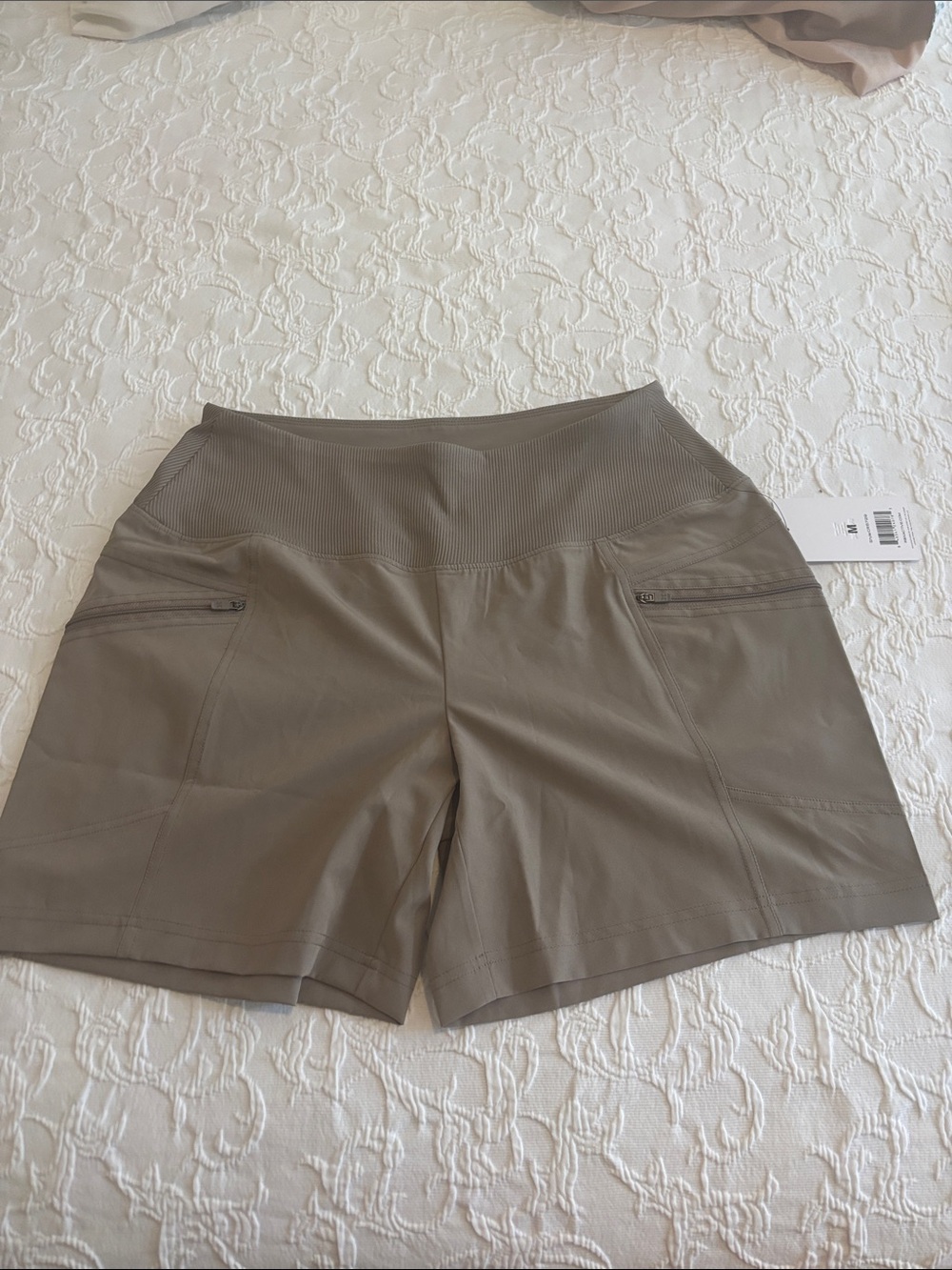 RBX Women's Taupe High-Waist Performance Bermudas